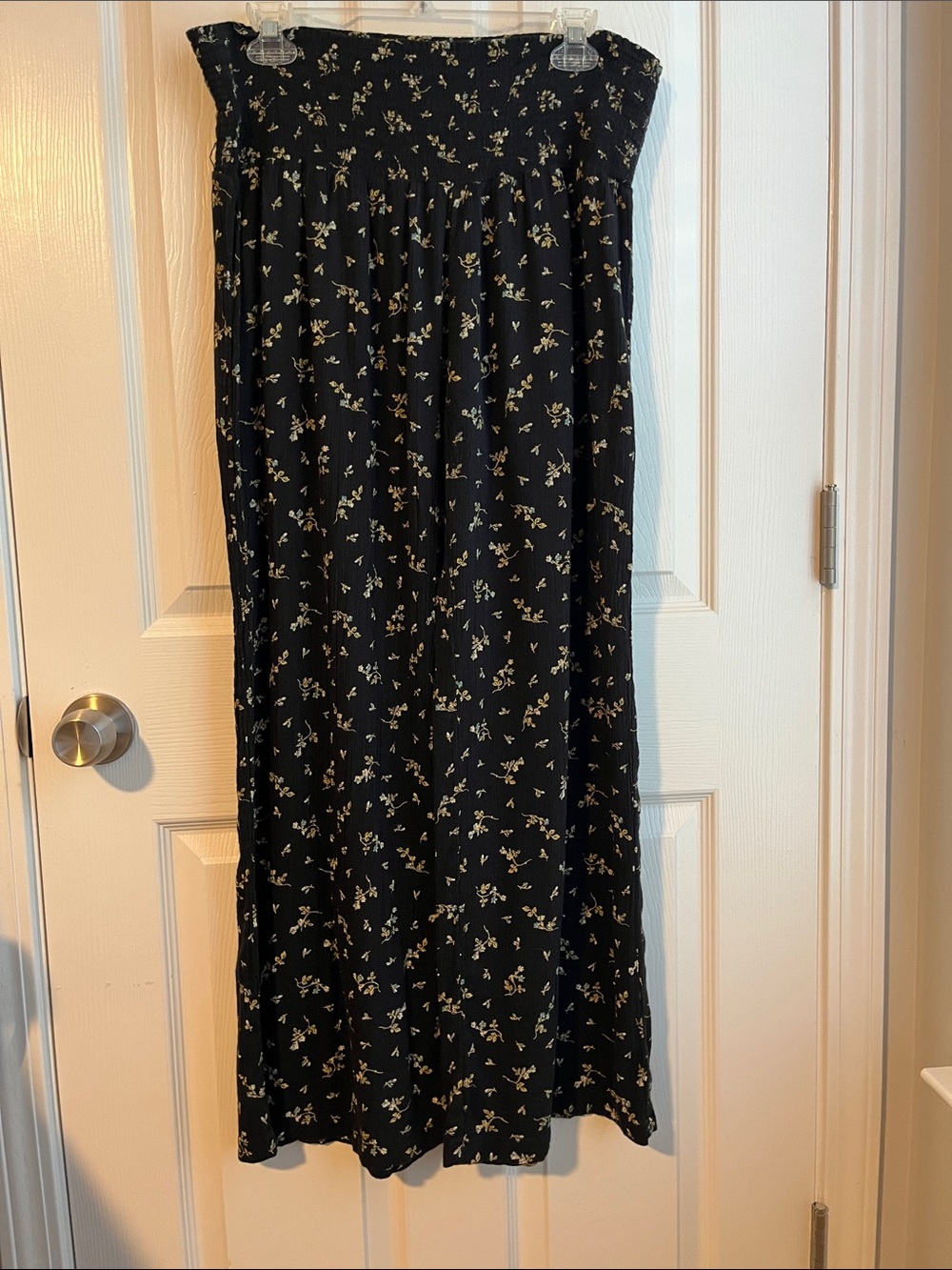 Ralph Lauren Denim Supply Wide  Leg Black Floral Smocked Pants Size Large